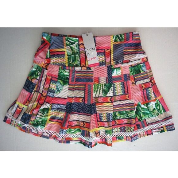 Lucky in Love GB180-U07401 Women's Sz S Under Palms Pleated Skirt Skort - Picture 2 of 6